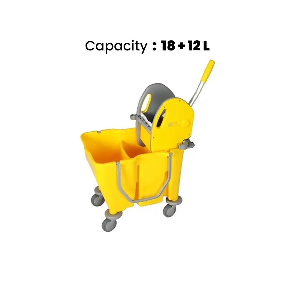 THS RSMV30 Yellow Double Mop Bucket Trolley 18L + 12L