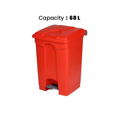 THS AF07317 Red Garbage Pedal Bin 68L