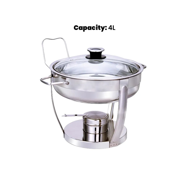 pradeep round chafing dish with glass lid 4000ml