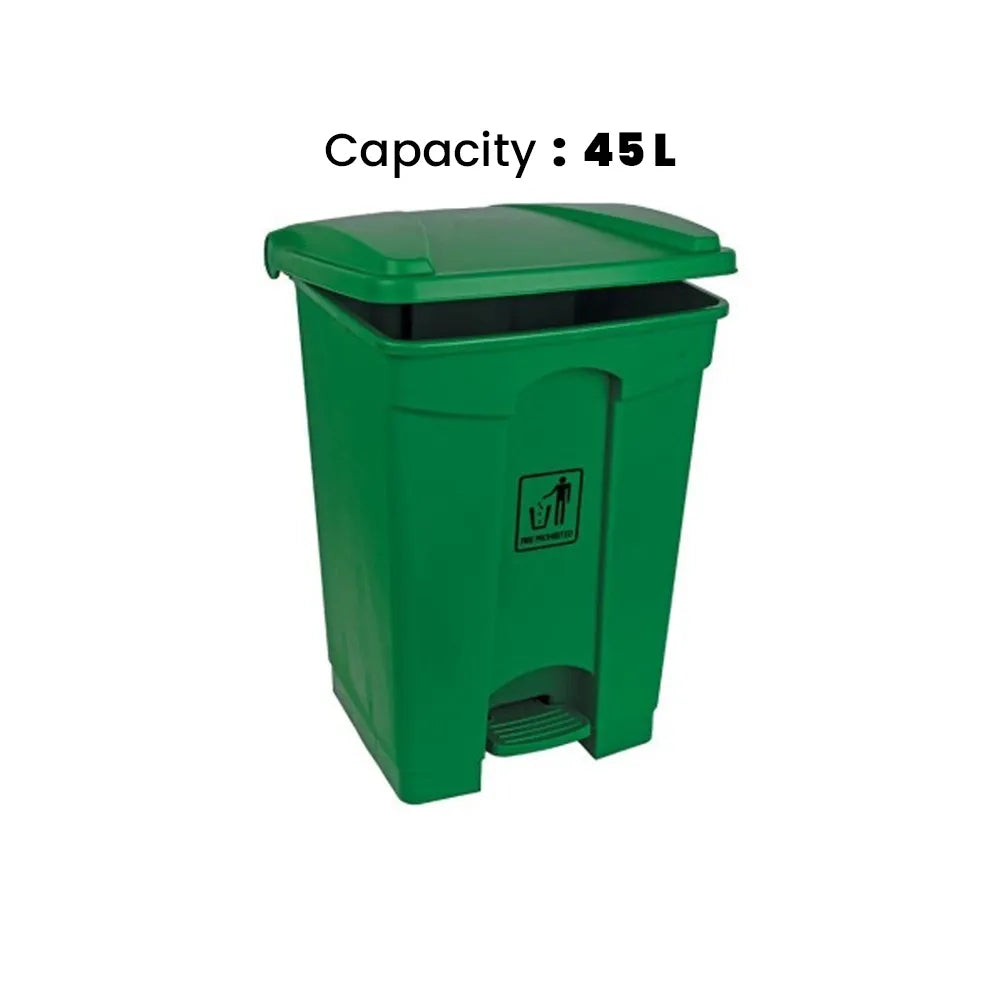 THS AF07331 Green Garbage Pedal Bin 45L