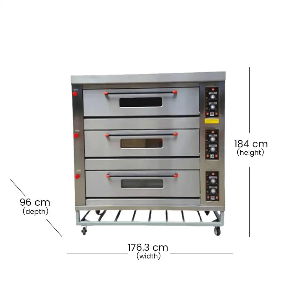 capinox gdo 39l tripple deck gas oven stainless steel 176 3 x 96 x 184 cm capacity 3 layers 9 trays