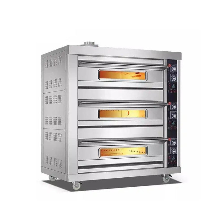 capinox wfc 309q stainless steel gas oven with large scale visual glass infrared heating mechanism 3 layers and 9 trays capacity 176 x 89 x 175 cm