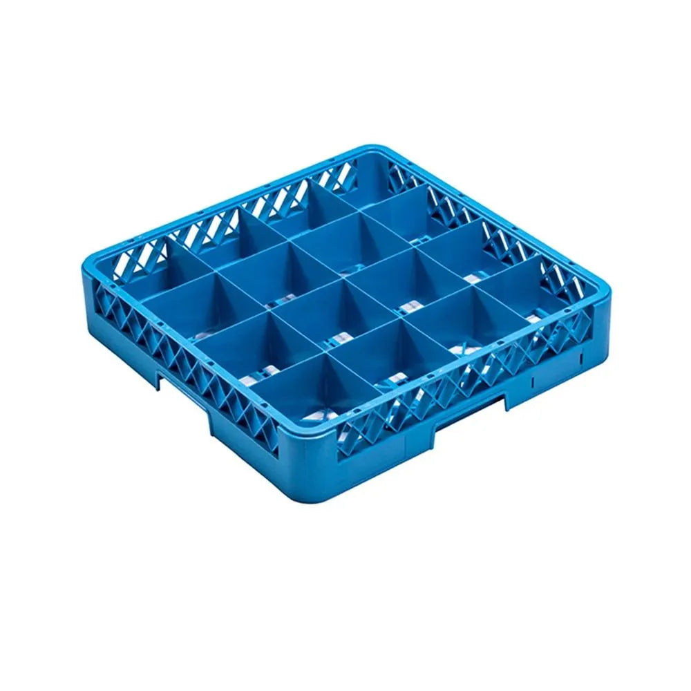 Chef360 Blue 16 Compartment Plastic Glass Rack, 50 x 50 x 10 cm