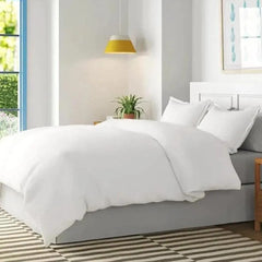 Comfort 240 Thread Count Hotel Linen Duvet Cover Queen 60% Cotton 40% Polyester Sateen Plain, 130 GSM, 220 x 250 cm, Color White