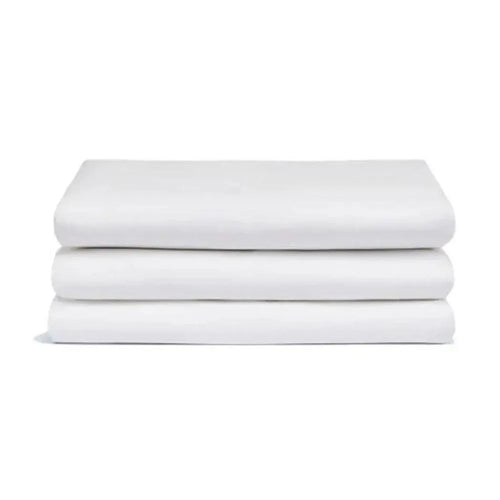 Comfort 240 Thread Count Hotel Linen Flat Sheet Queen 60% Cotton 40% Polyester Sateen Plain, 130 Gsm, 240 x 305 cm, Color White