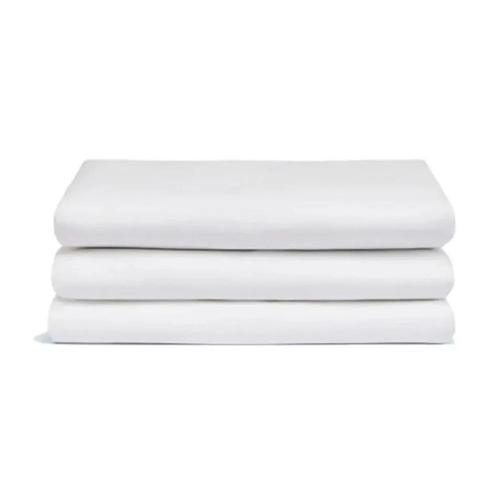 Comfort 240 Thread Count Hotel Linen Flat Sheet Single 60% Cotton 40% Polyester Sateen Plain, 130 Gsm, 190 x 305 cm, Color White