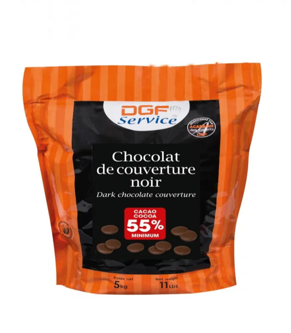 DGF Dark Chocolate Couverture 55%, 5KG