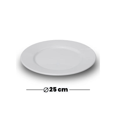 Tribeca Polycarbonate White Round Plate 25 Cm, BOX QUANTITY 40 PCS