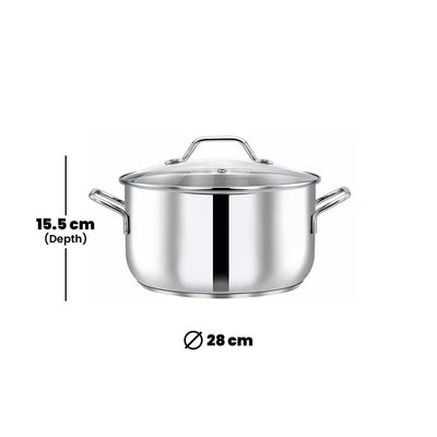 Pradeep Cookpot With Glass Lid, 9.1 Liter - HorecaStore