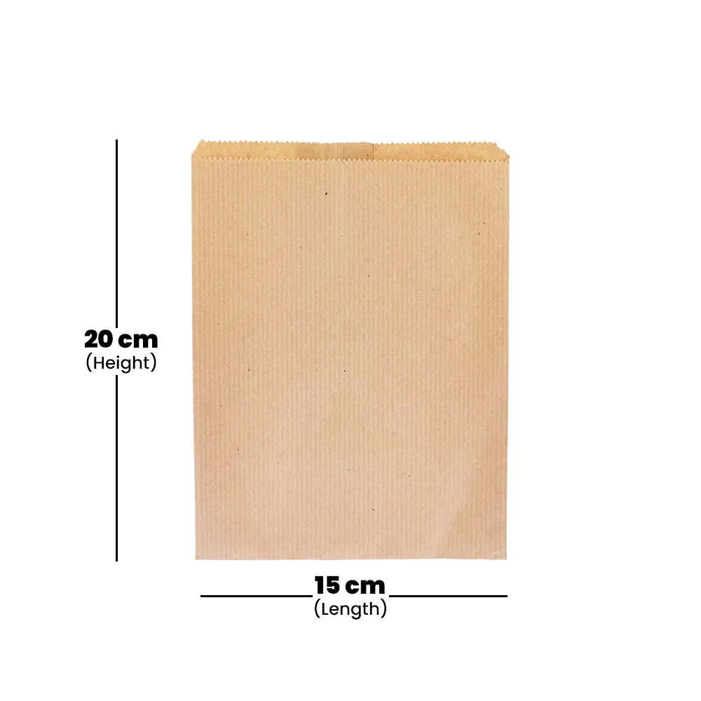 hotpack ribbed kraft food grade paper bag 15 x 20 cm 1000 pcs