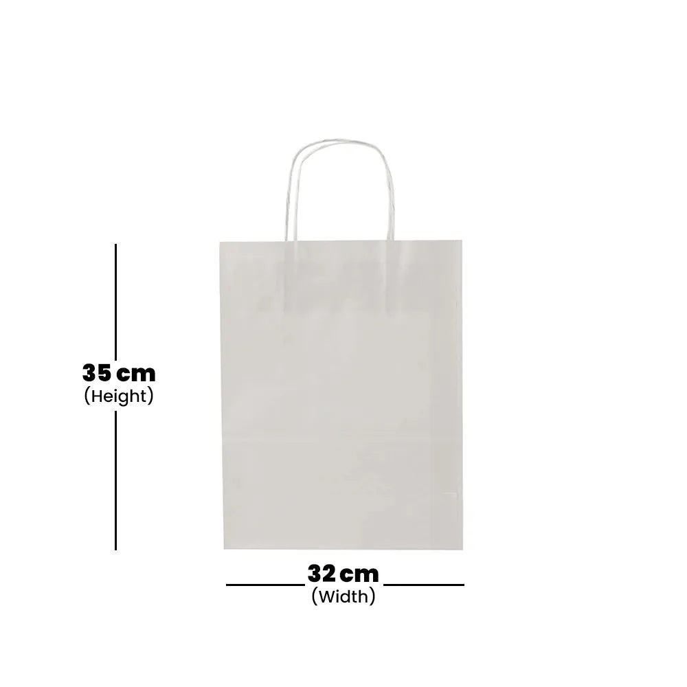 hotpack white paper bag with a flat handie 32 x 12 x 35 cm 250 pcs