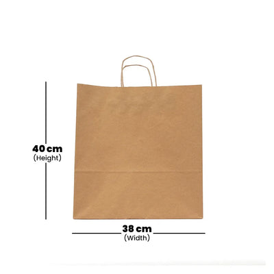 hotpack brown paper bag with a twisted handle 38 x 14 x 40 cm 25 pcs