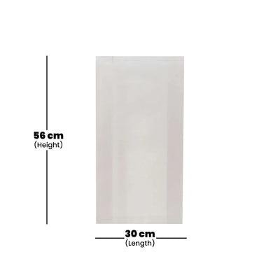 hotpack pinch or flat bottom white paper bag 30 x 9 x 56 cm 4 kg