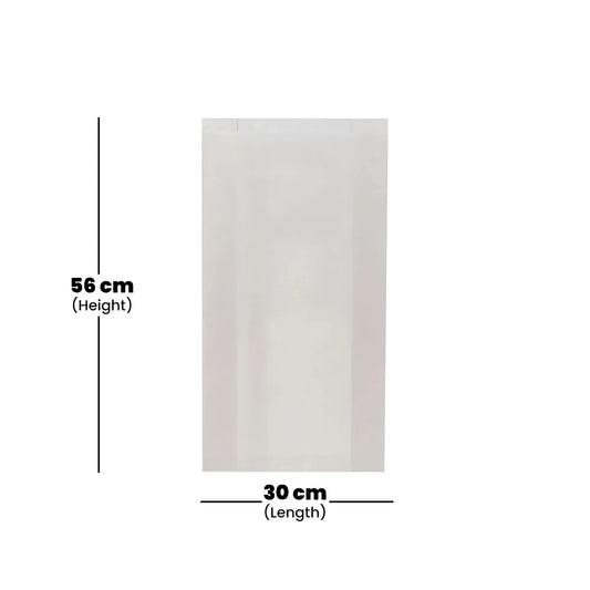 hotpack pinch or flat bottom white paper bag 30 x 9 x 56 cm 4 kg