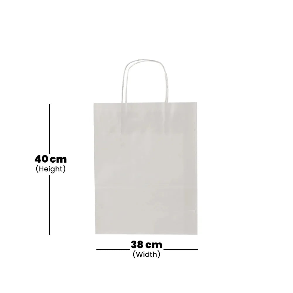 hotpack white paper bag with a flat handie 38 x 14 x 40 cm 250 pcs