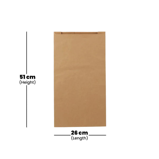 hotpack pinch or flat bottom kraft paper bag 26 x 10 x 51 cm 4 kg