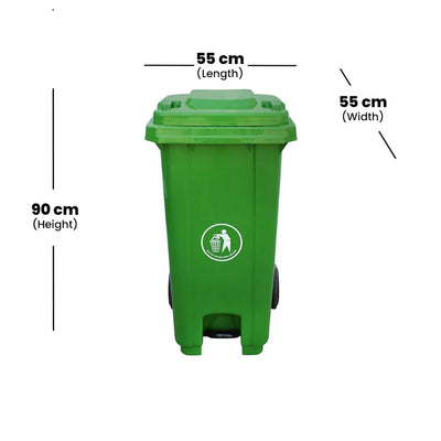 THS AF07302A Green Garbage Pedal Bin 120L