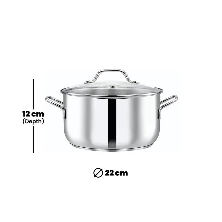 Pradeep Cookpot With Glass Lid, 4.3 Liter - HorecaStore