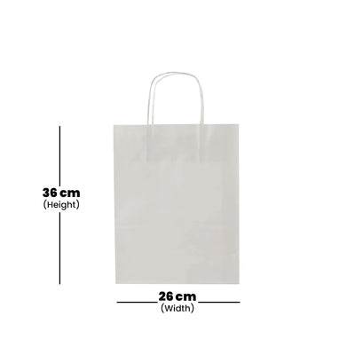 hotpack white paper bag with a flat handie 26 x 10 x 36 cm 250 pcs