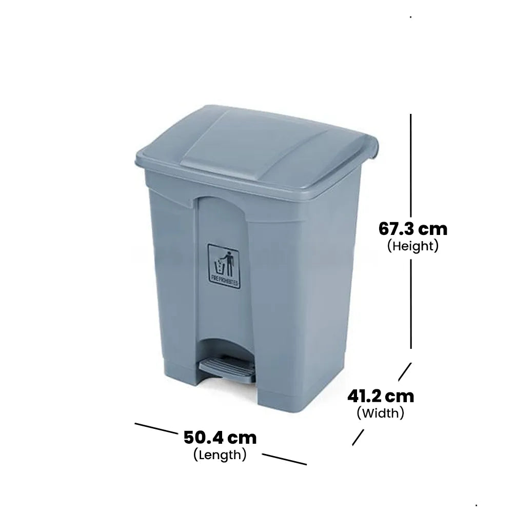 THS AF07320 Grey Garbage Pedal Bin 68L