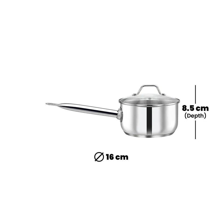 Pradeep Sauce Pan With Glass Lid, 1.7 Liter - HorecaStore