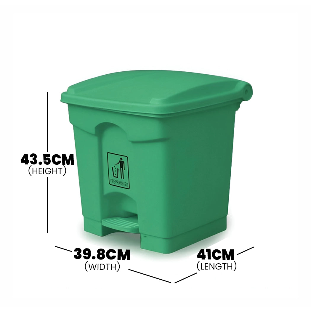 THS Plastic Garbage Bin, Green, 30 L, 5 pcs