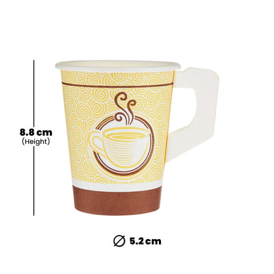 hotpack printed single wall paper cups with handle 270 ml 1000 pcs