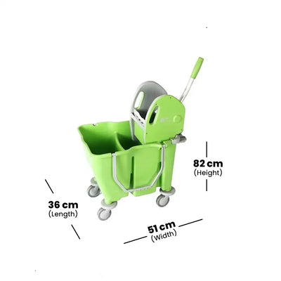 THS RSMV30 Green Double Mop Bucket Trolley 18L + 12L