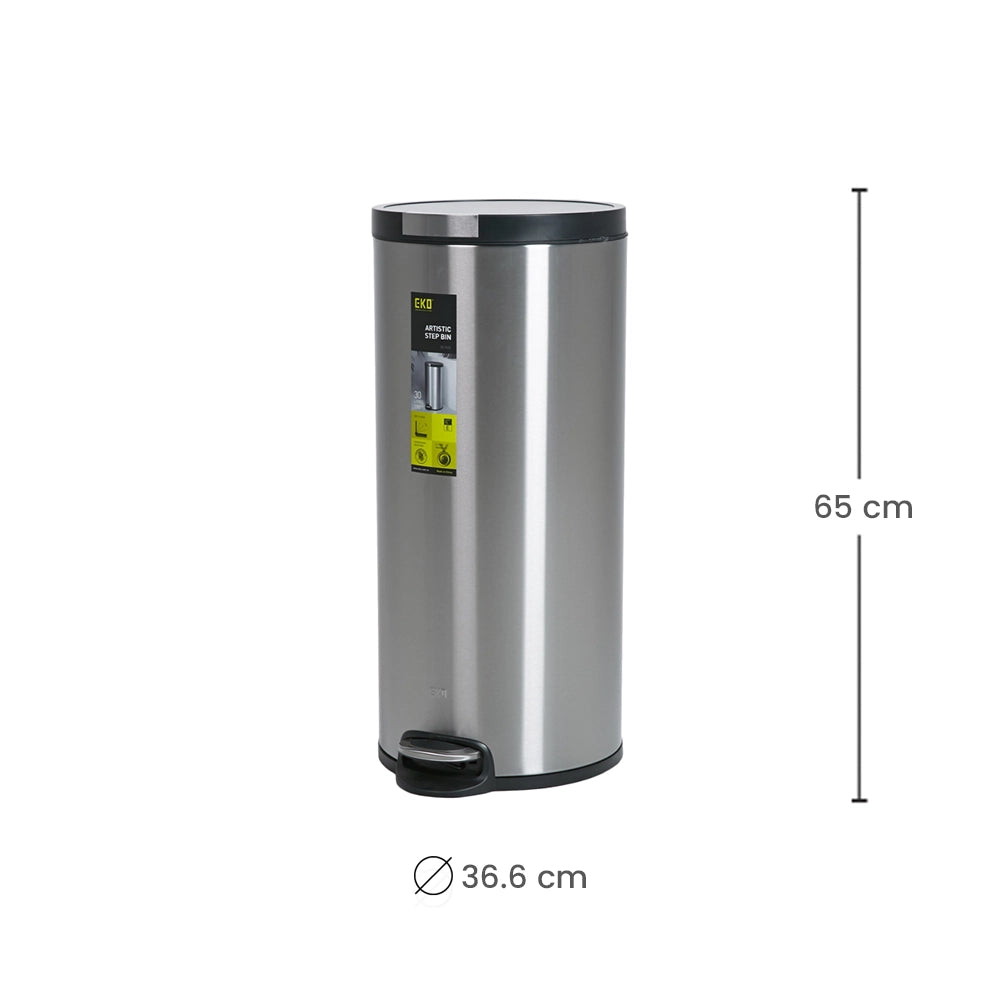 eko artistic stainless steel round pedal bin 30 liter