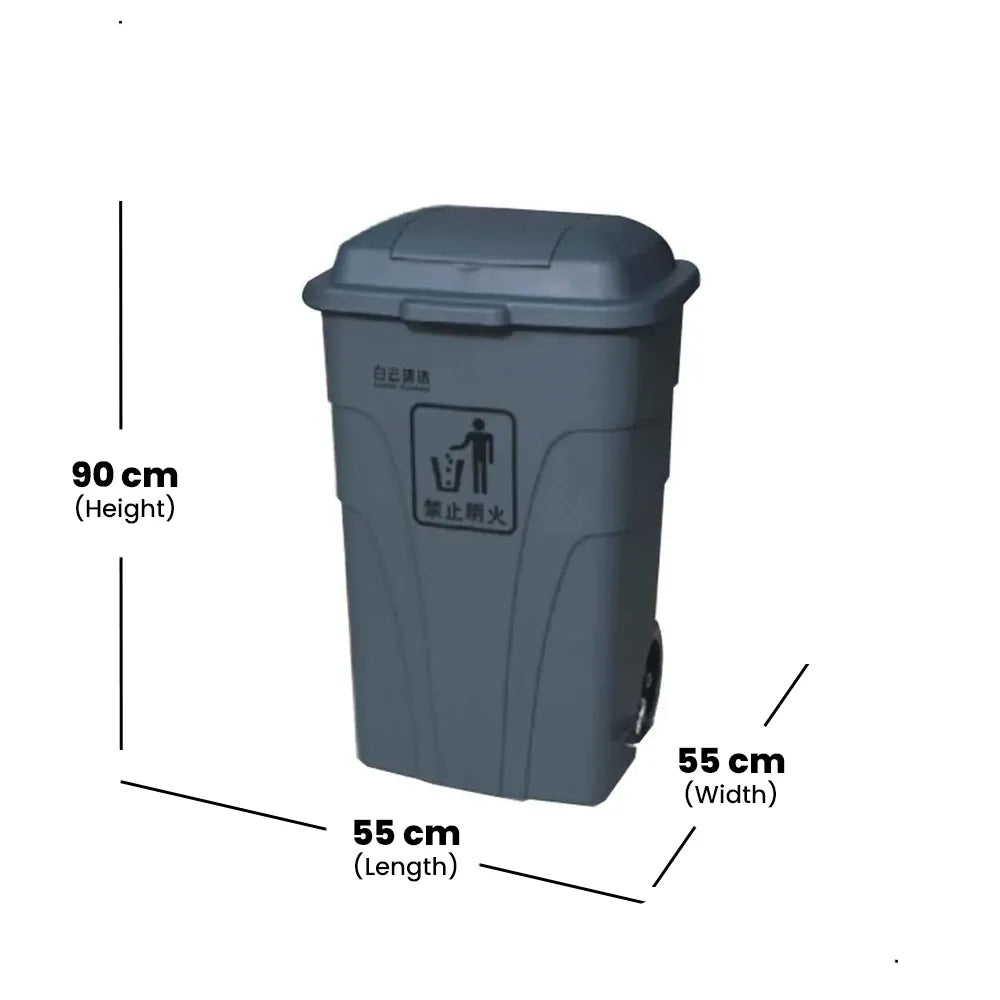 THS AF07302A Grey Garbage Pedal Bin 120L