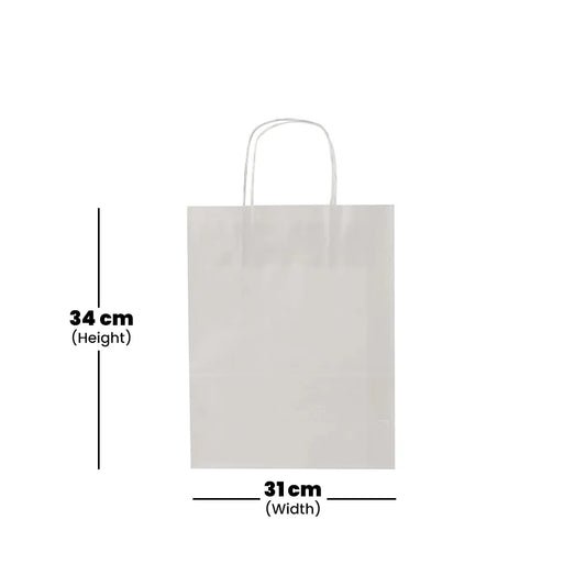 hotpack white paper bag with a twisted handle 34 x 12 x 31 cm 250 pcs