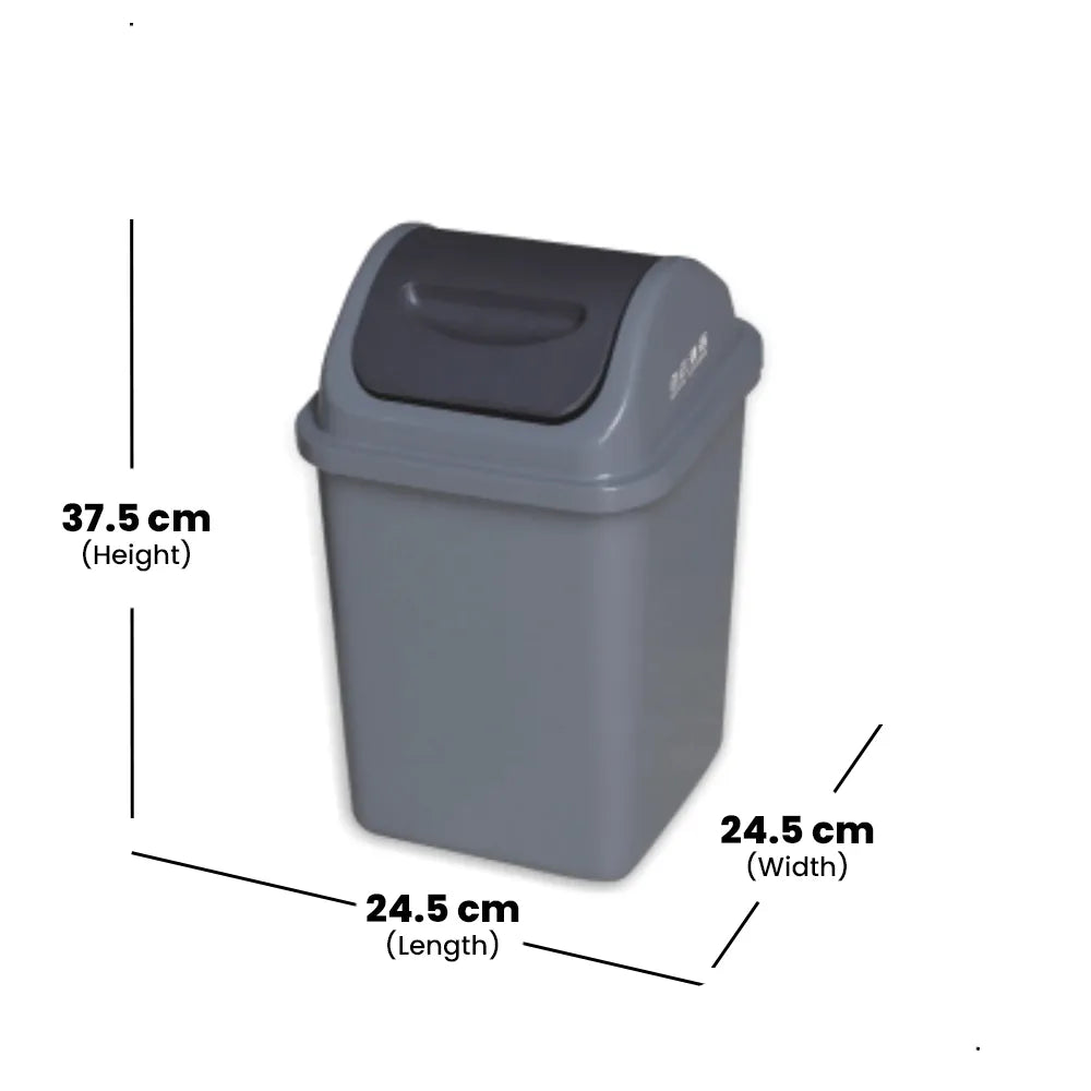 THS AF07025 Grey Plastic Swing Dust Bin 8L