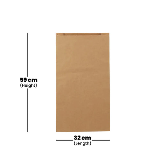 hotpack pinch or flat bottom kraft paper bag 32 x 10 x 59 cm 4 kg