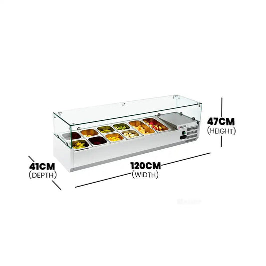 Lava Inox VXR1200 395 Salad Bar Without GN Containers, Glass Counter, Power 280W, 120 x 40 x 47 cm   HorecaStore