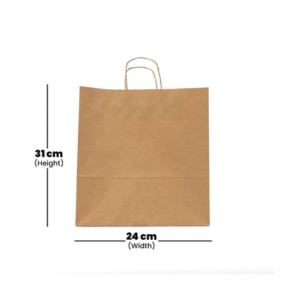 hotpack brown paper bag with a twisted handle 24 x 12 x 31 cm 250 pcs