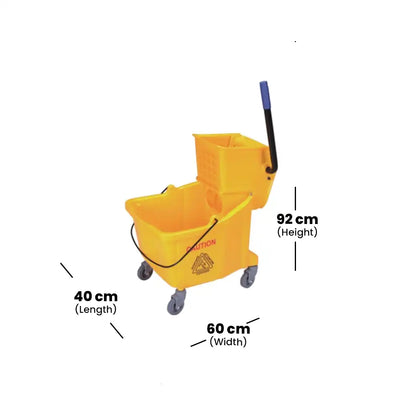 THS AF08080 Yellow Single Mop Bucket Trolley 32L