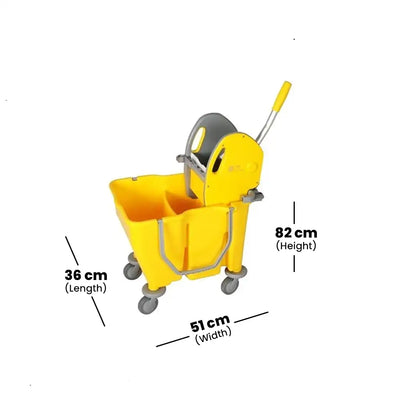 THS RSMV30 Yellow Double Mop Bucket Trolley 18L + 12L