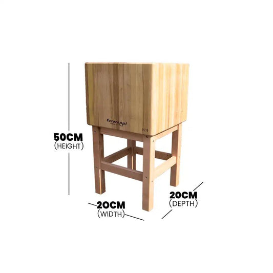 Euroceppi CSL505020 Wood Chopping Block With Wooden Stank, 50 x 50 x 20 cm - HorecaStore