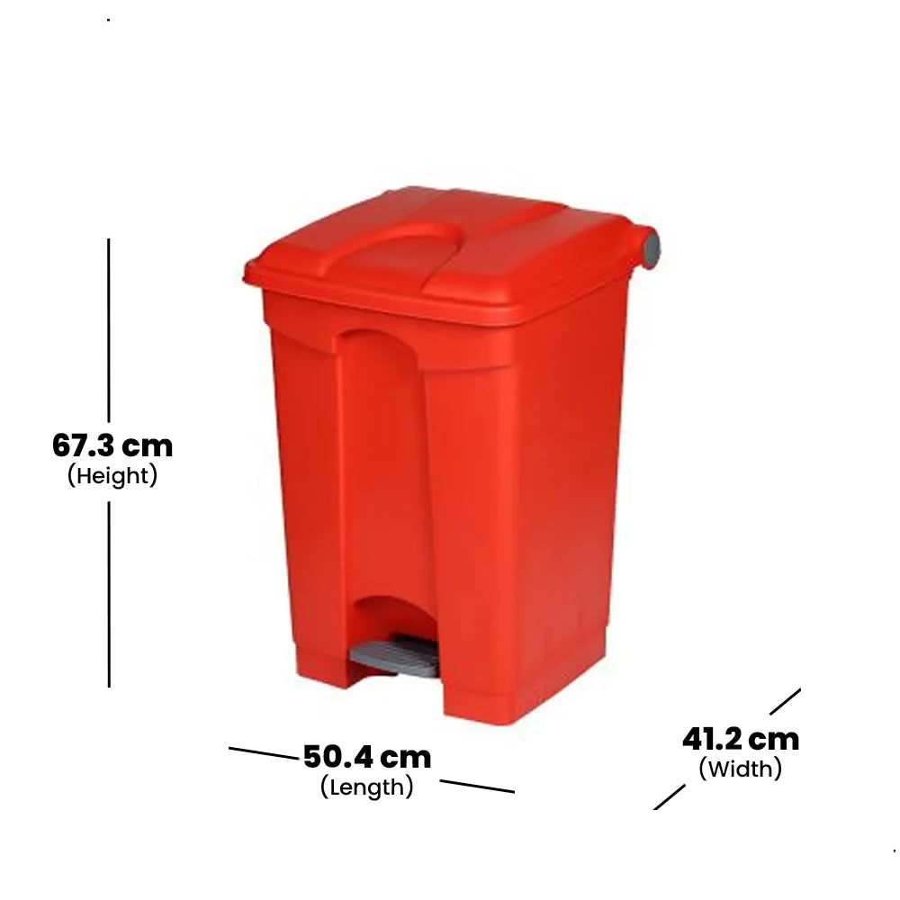 THS AF07317 Red Garbage Pedal Bin 68L