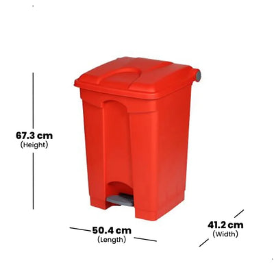 THS AF07317 Red Garbage Pedal Bin 68L