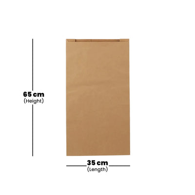 hotpack pinch or flat bottom kraft paper bag 35 x 9 x 65 cm 4 kg