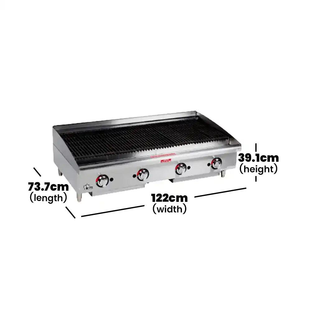 star manufacturing usa 6048cbf gas countertop charbroiler modulating thermostat stainless steel 122 x 73 7 x 39 1 cm 4 knobs control