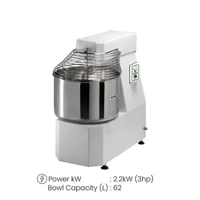 Fimar Stainless Steel Electric 2200W IM50SN405T Spiral Kneader Dough Mixer With Fixed Head, 62L Bowl 3 Phase, 92 X 53 X 92 cm   HorecaStore