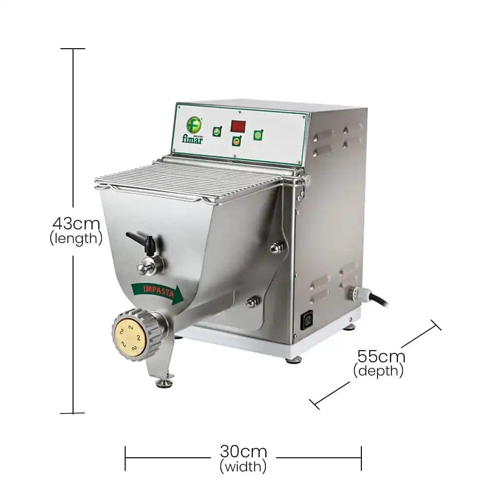 Fimar Stainless Steel Electric 370W PF25E405T, 2kg Pasta Making and Processing Machine 3 Phase, 30 X 55 X 43 cm   HorecaStore