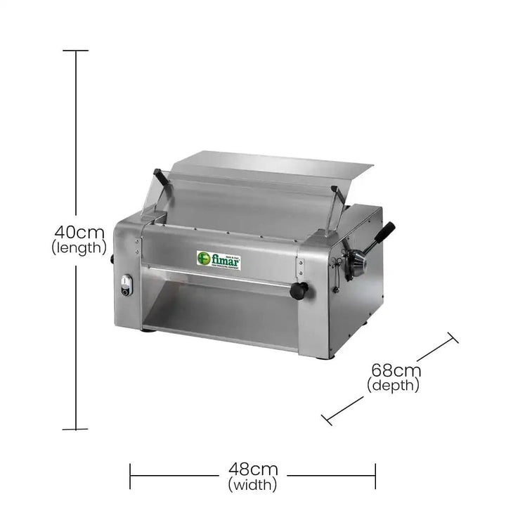 Fimar Stainless Steel Electric 370W SFSI42040050T, Pasta And Pizza Dough Roller Machine 3 Phase, 68 X 48 X 40 cm   HorecaStore