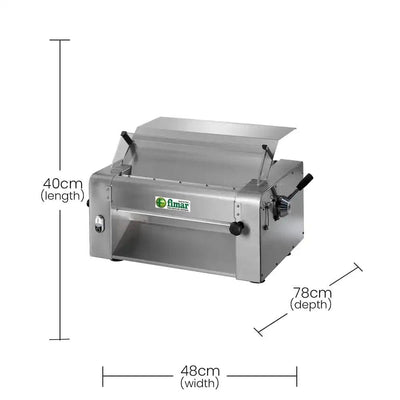 Fimar Stainless Steel Electric 370W SFSI52023050M, Pasta And Pizza Dough Roller Machine 1 Phase, 78 X 48 X 40 cm   HorecaStore