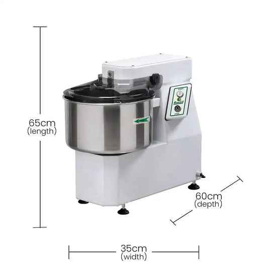 Fimar Stainless Steel Electric 750W IM12SN235M Spiral Kneader Dough Mixer With Fixed Head, And 16L Bowl 1 Phase, 65 X 35 X 60 cm   HorecaStore