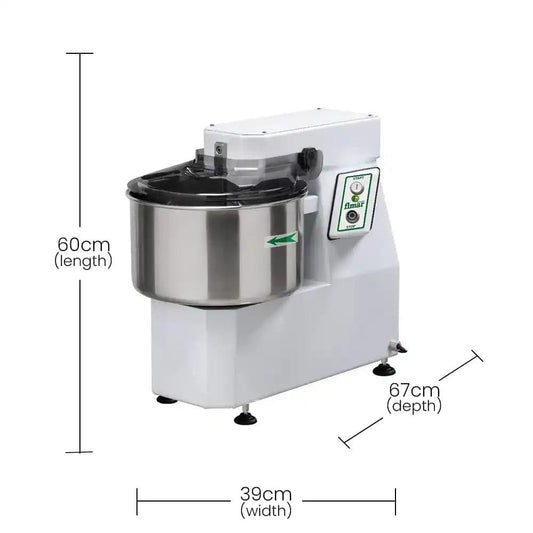 Fimar Stainless Steel Electric 750W IM18SN235M Spiral Kneader Dough Mixer With Fixed Head, And 22L Bowl 3 Phase, 67 X 39 X 60 cm   HorecaStore