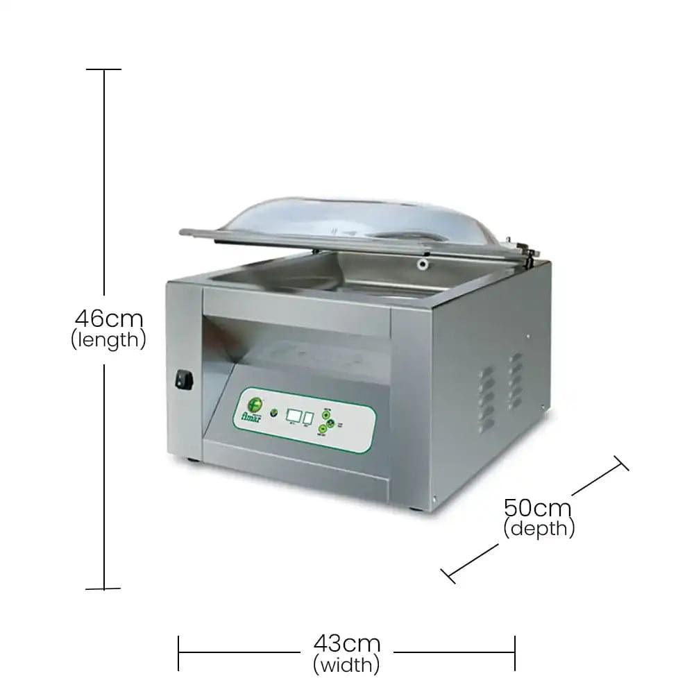 Fimar Stainless Steel Electric 850W CAM350E235M Chamber Vacuum Packers ECO 1Phase, 46 X 50 X 43 cm