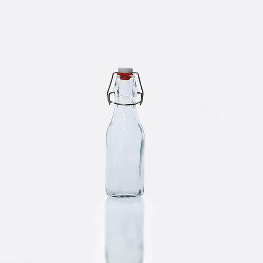 Flip Top Glass Bottle 250 ml Swing Top Brewing Bottle with Stopper for Beverages, Airtight Lid & Leak Proof Cap, Clear - HorecaStore